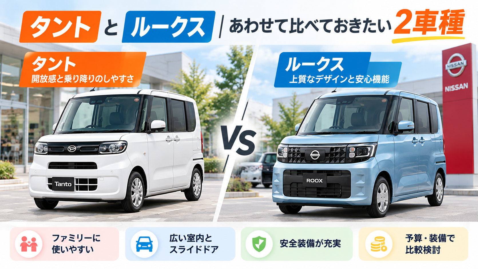 タントとルークス｜あわせて比べておきたい2車種