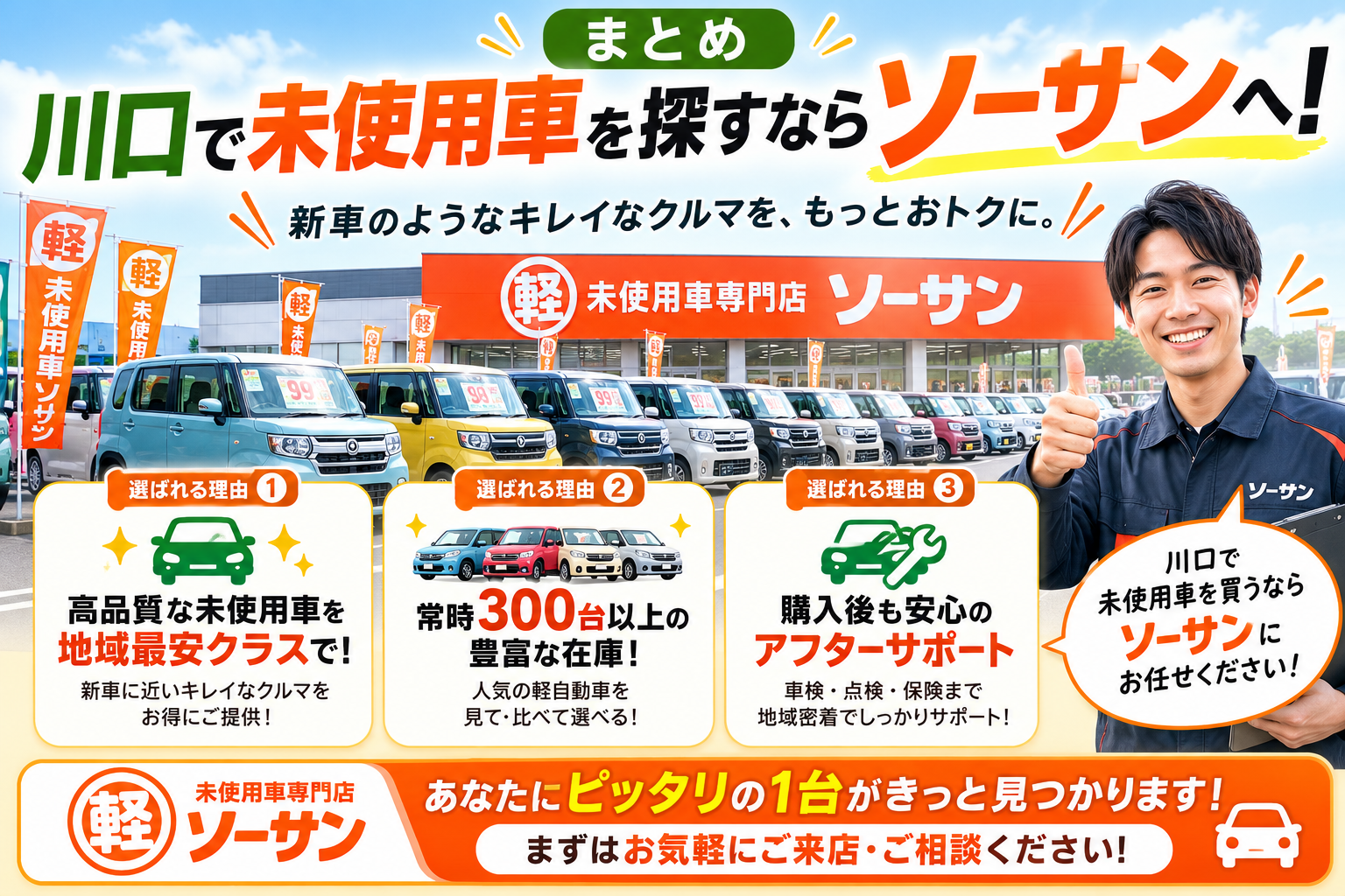 川口で未使用車を探すならソーサンへ【まとめ】