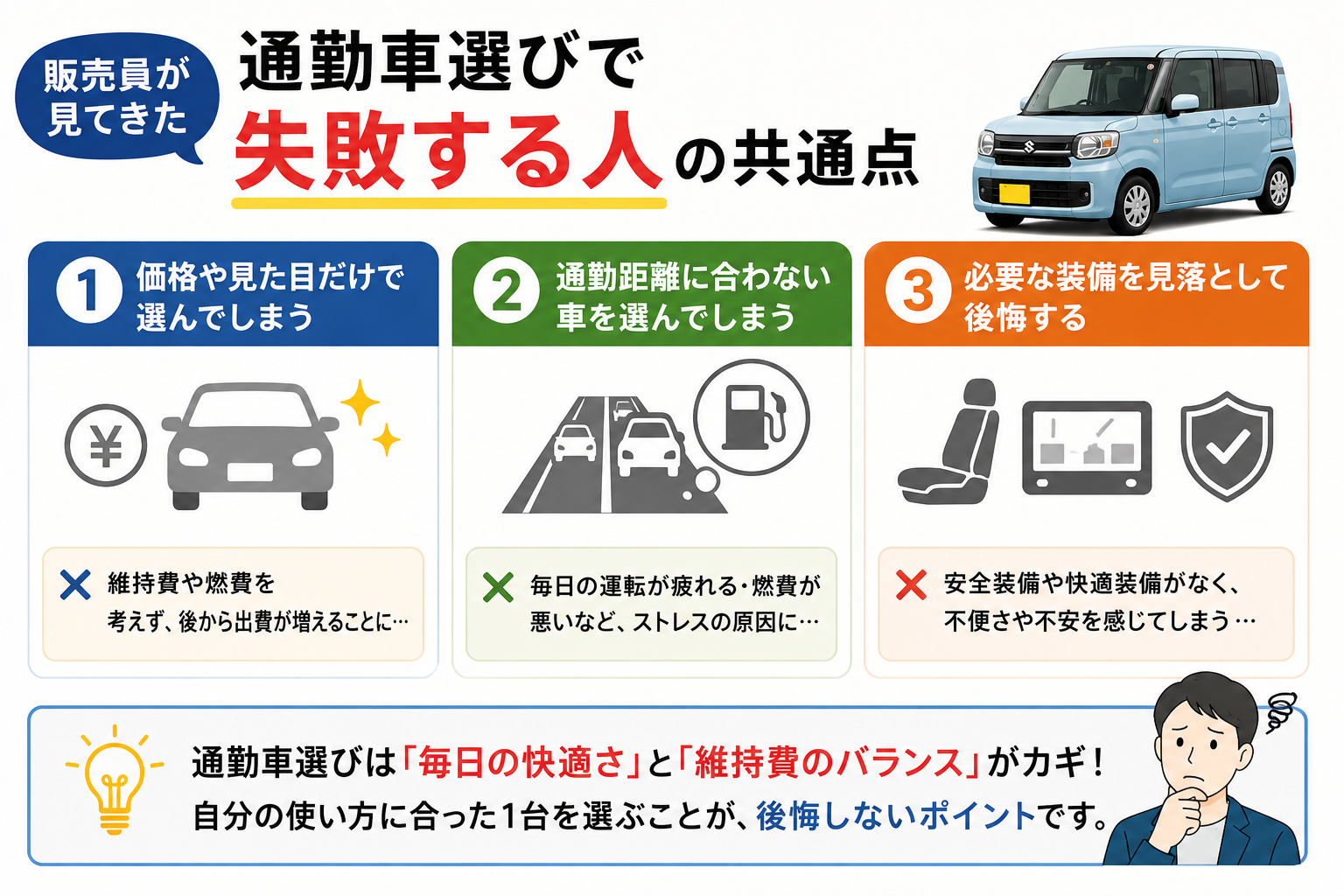 販売員が見てきた「通勤車選びで失敗する人」の共通点