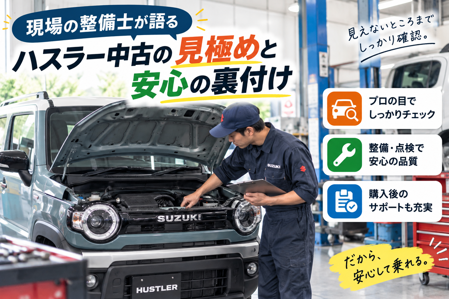 現場の整備士が語る｜ハスラー中古の見極めと安心の裏付け