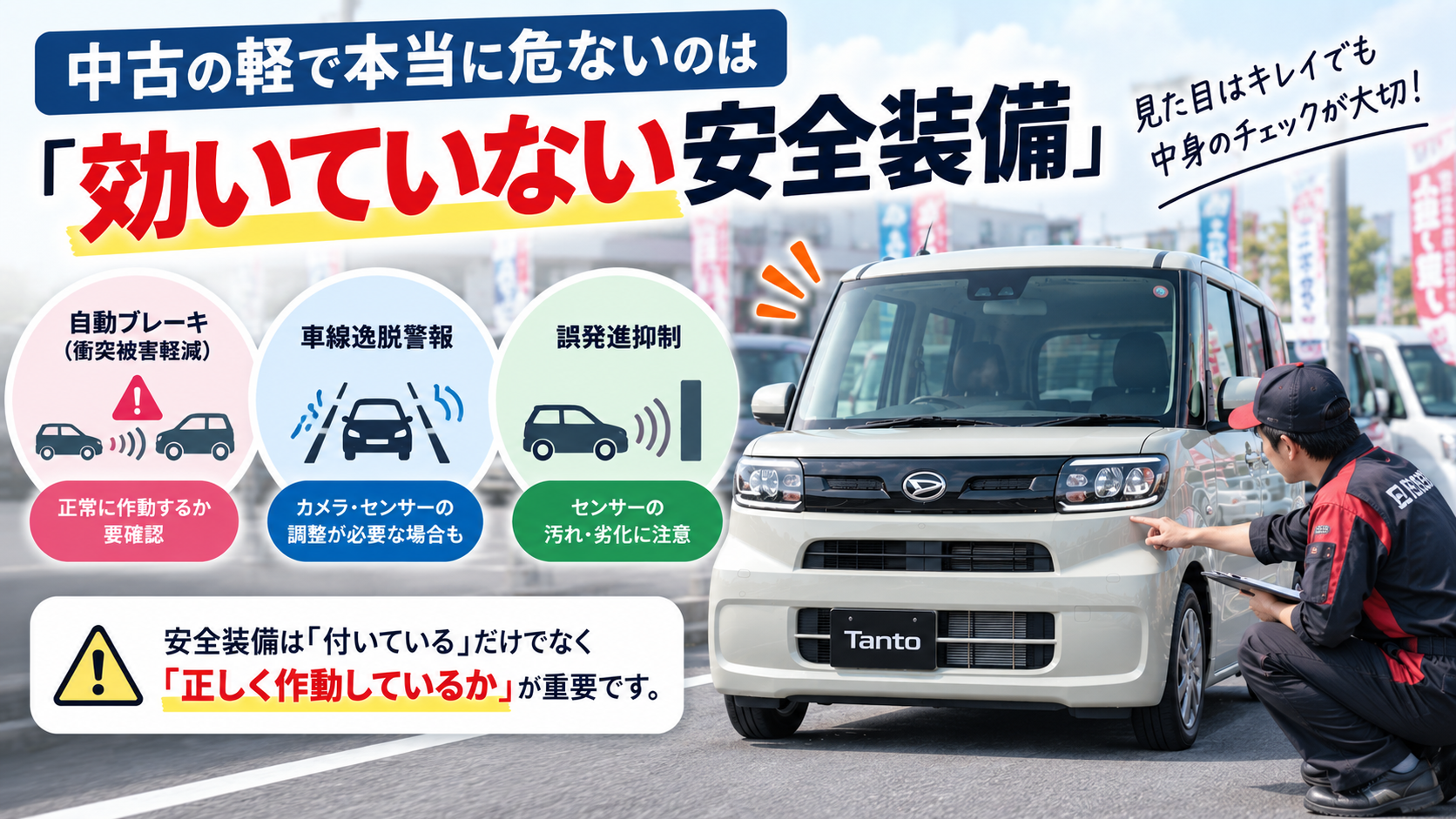 中古の軽で本当に危ないのは「効いていない安全装備」