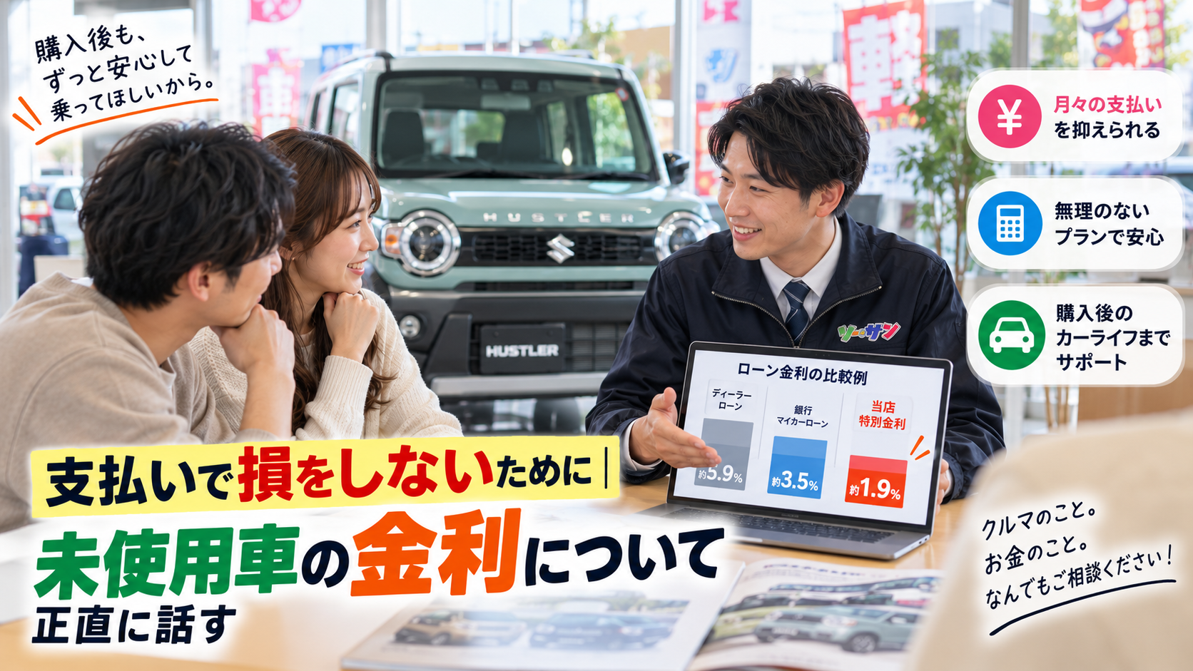 支払いで損をしないために｜未使用車の金利について正直に話す