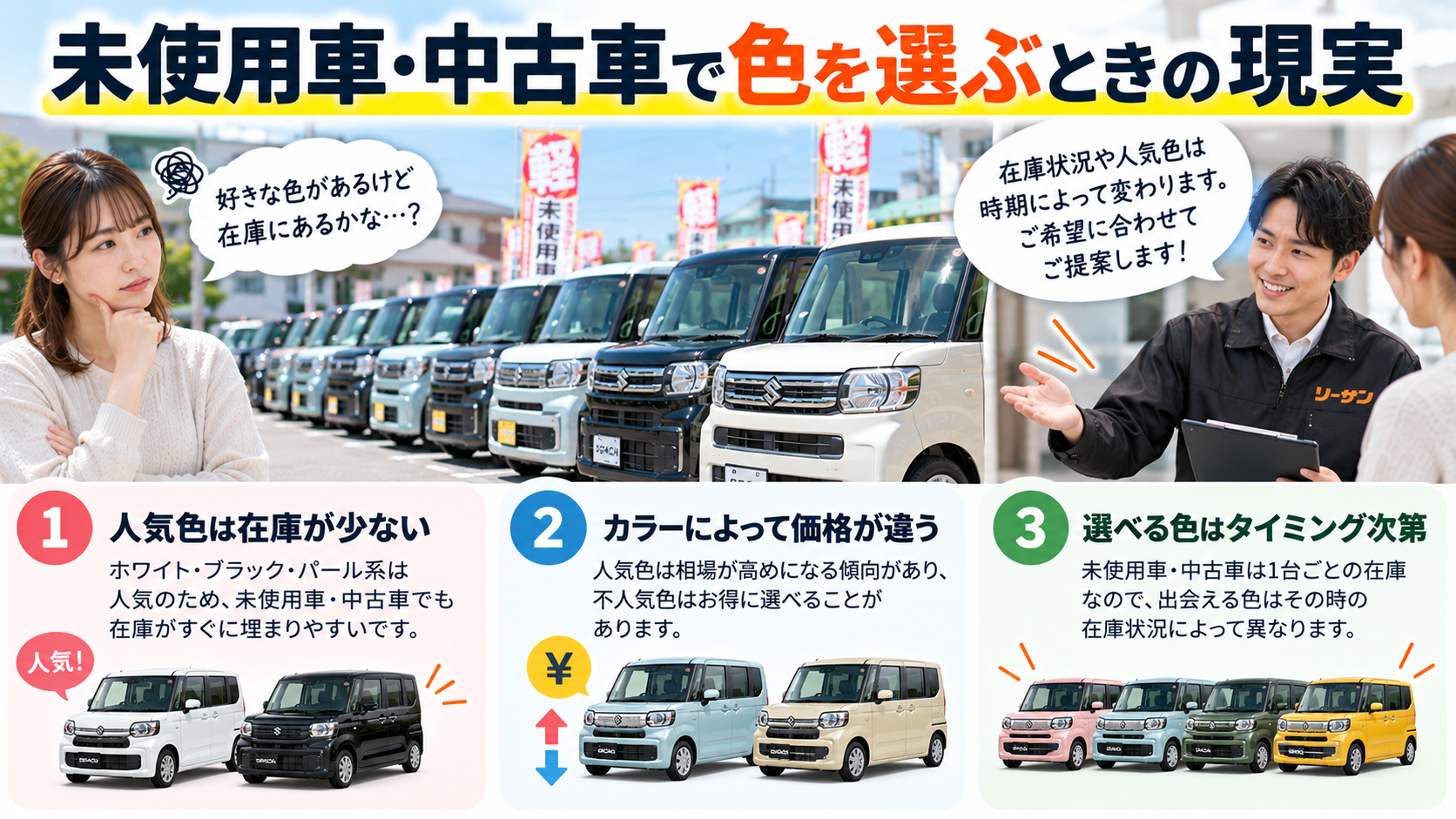 未使用車・中古車で色を選ぶときの現実
