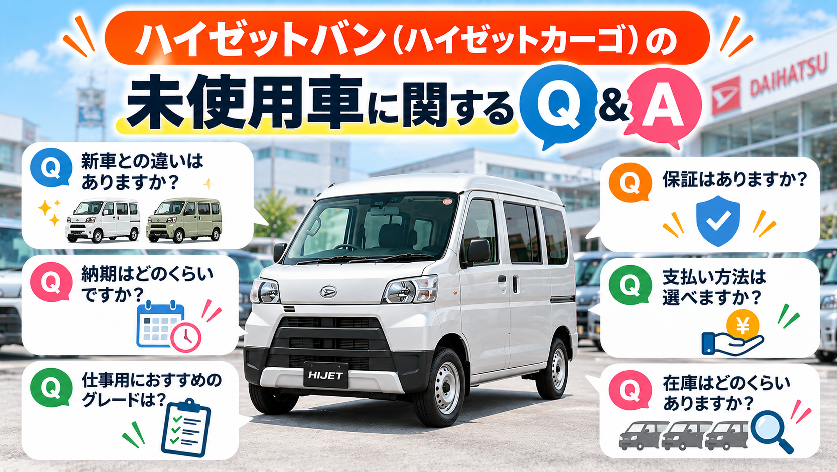 ハイゼットバン（ハイゼットカーゴ）の未使用車に関するよくある質問