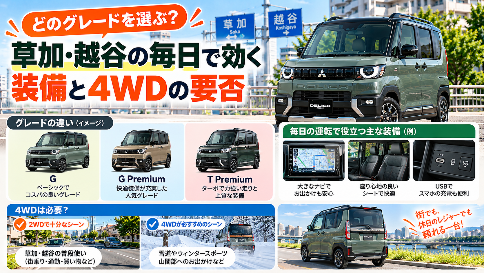 どのグレードを選ぶ？草加・越谷の毎日で効く装備と4WDの要否