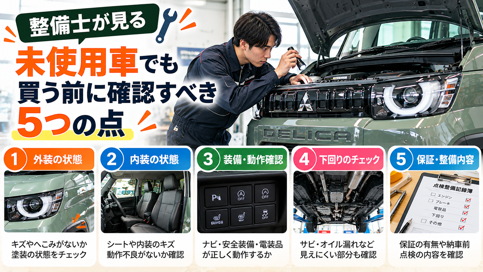 整備士が見る「未使用車でも買う前に確認すべき5つの点」