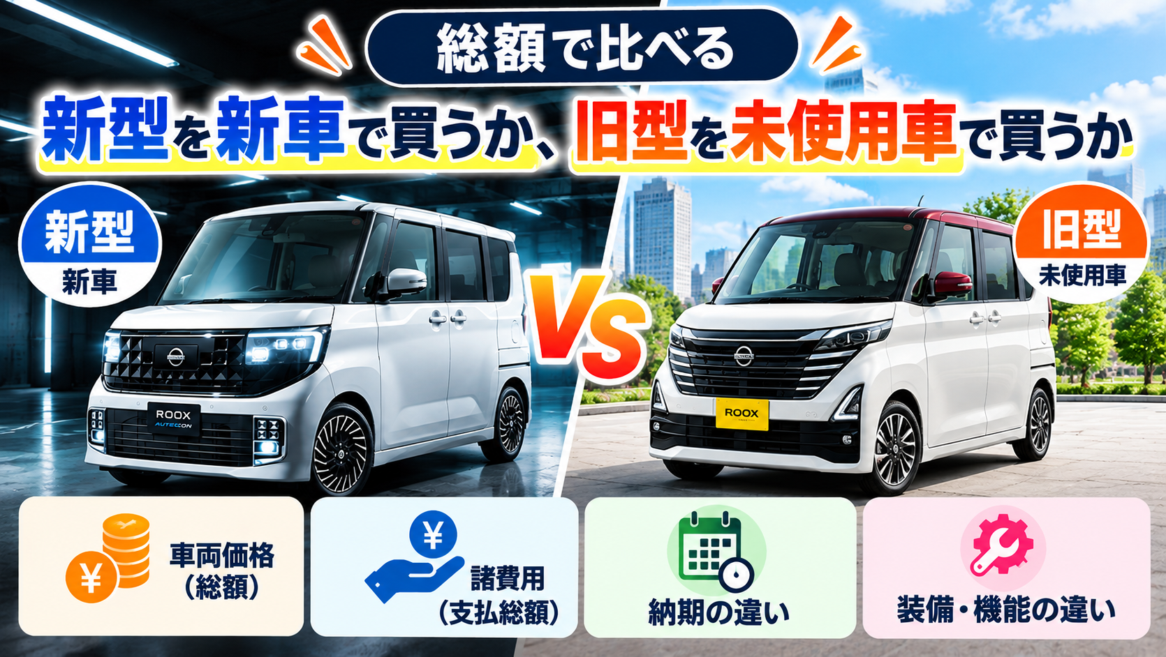 総額で比べる｜新型を新車で買うか、旧型を未使用車で買うか