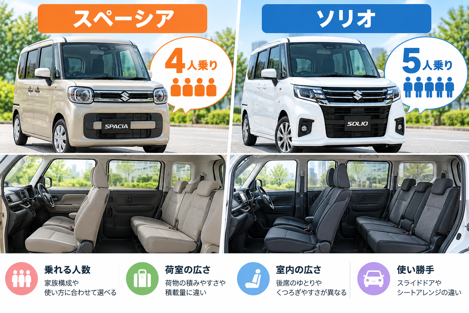 お金以外の違い｜5人乗りか4人乗りか