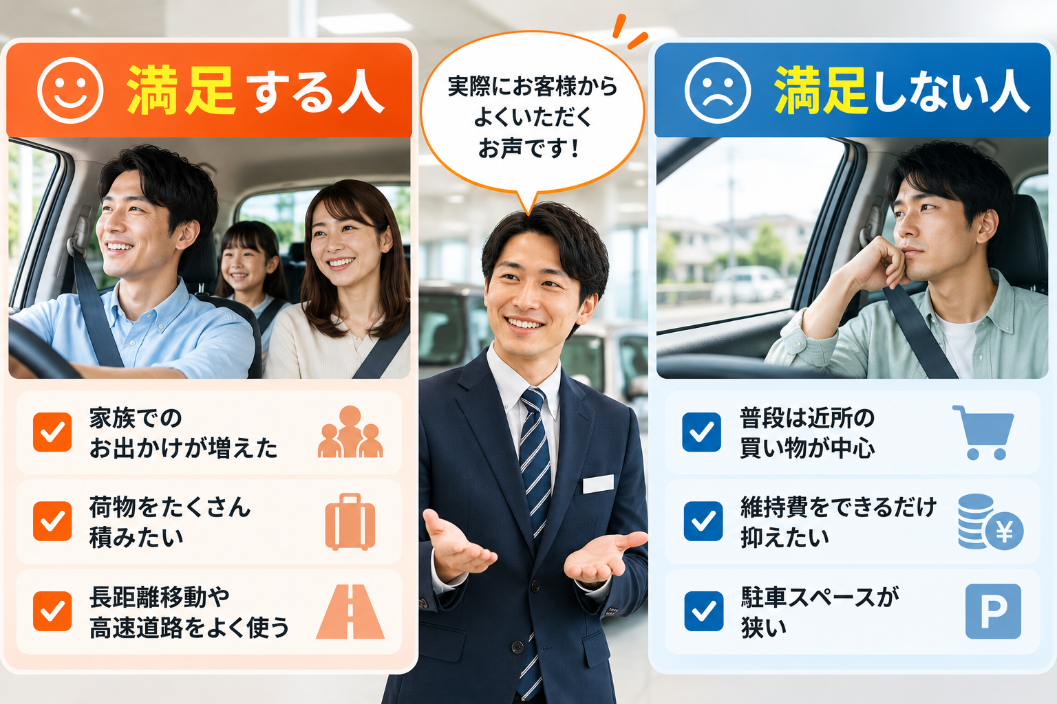  販売スタッフの本音｜軽から乗り換えて満足する人・しない人